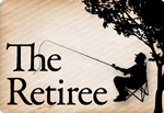 An outline of a man sitting under a tree fishing with the words The Retiree next to him.
