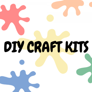 various color paint splatters with the words diy craft kits