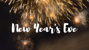 New Year's Eve with fireworks around it