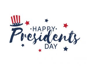 Happy Presidents Day vintage lettering on white background with hat and stars. Vector illustration. EPS10