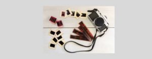 Film, photos and negatives with a camera.