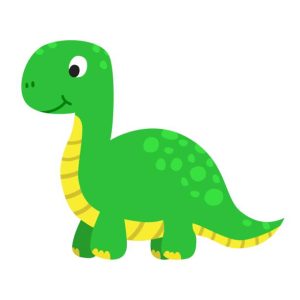 Funny cartoon dinosaur, cute illustration in flat style. Colorful print for clothes, books, textile, design and decor. Illustration for babies, kids and children