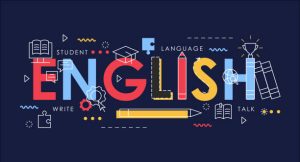 Engligh with pencils and other study and strudent graphics surrounding it.