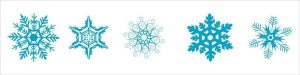Clip art drawings of various snowflakes