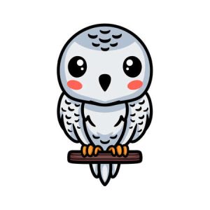 Snowy Owl on a branch clip art