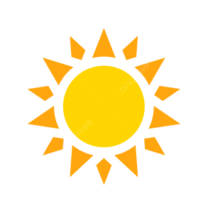 clipart sun - round yellow circle with orange triangles in varying sizes to make the rays