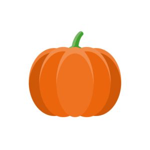 Orange pumpkin with a green stem. Clip art.