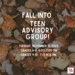 Teen Advisory Group Nov 2023