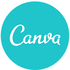 A teal circle with Canva written in white in the middle.