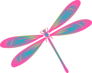 Clipart dragonfly in blues, pinks, and greens