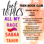 HOT TOPICS TEEN BOOK CLUB JULY 30
