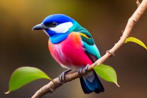 A small, colorful bird sitting on a branch.