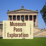 Museum Pass Exploration Logo on museum ticket in front of a museum