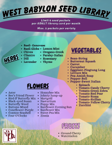 Seed library list broken down by category