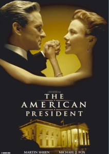 The American President DVD cover with Michael Douglas and Annette Bening dancing.