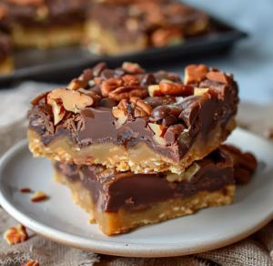 Two turtle bars stacked on top of each on a white plate