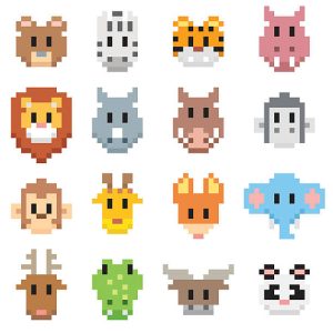 Vector illustration of Animal cartoon - Pixel art style