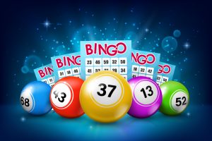 bingo balls and bingo tickets. vector background.