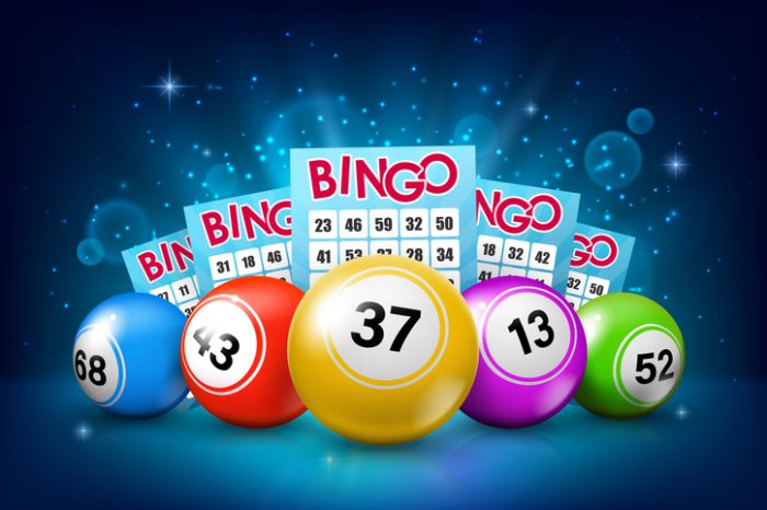 bingo balls and bingo tickets. vector background.