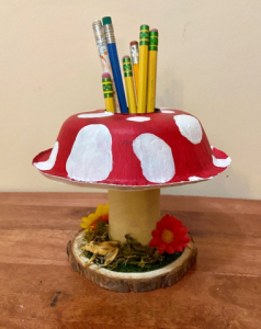 Mushroom pencil holder