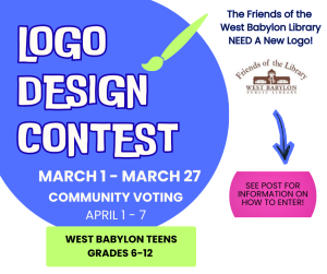 Logo Design Contest with paint brush and friends of the library logo