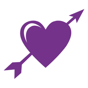 A purple heart with an arrow through it
