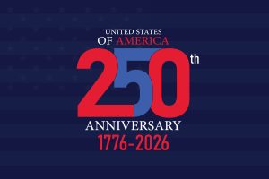 250 Anniversary 1776-2026 Bold Modern Usa Banner dark Blue Red