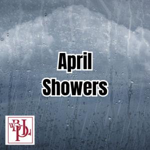 April Showers Playlist with a gray and rainy background