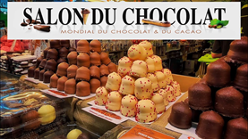 Four towers of chocolate pieces