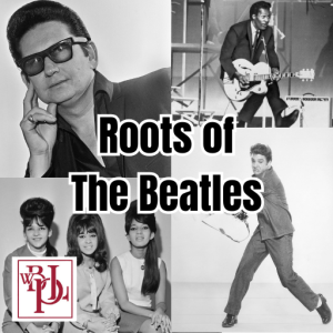 Roots of the Beatles Playlist with pictures of Roy Orbison, Chuck Berry, Elvis, and The Ronettes