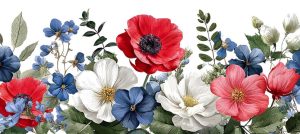 Flowers in red, white, and blue