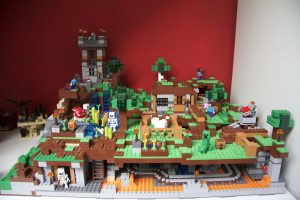 A Minecraft scene made from Lego.