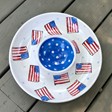A chip & dip platter painted with American flags