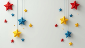Garland strands of stars in multiple sizes and colors