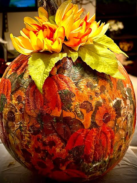 decoupage fall pumpkin